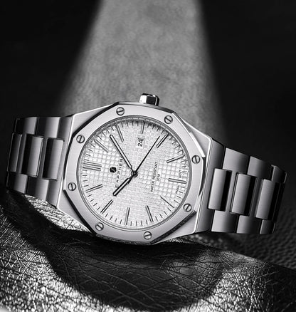 Relógio de pulso masculino SAPPHERO de luxo para negócios em aço inoxidável, esportivo, à prova d'água, resistente, presente para homens