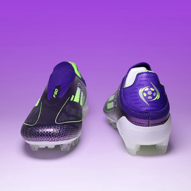Chuteiras de futebol masculinas QQ-F50 Pro sem cadarço TF/FG para treinamento, tênis de futebol antiderrapantes para gramado juvenil, tamanho 35-45