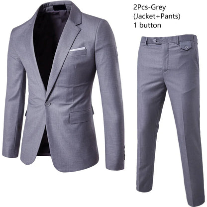 Ternos masculinos elegantes, 3 peças, 2 conjuntos de blazers, jaquetas, coletes, calças, luxo, clássico, 2025, casacos formais, trajes coreanos
