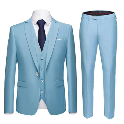 Ternos masculinos elegantes, 3 peças, 2 conjuntos de blazers, jaquetas, coletes, calças, luxo, clássico, 2025, casacos formais, trajes coreanos