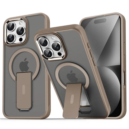 Capa de celular magnética dobrável Magsafe de luxo para iPhone 16, 15, 14 Plus, 13, 12, 11 Pro Max, capa traseira translúcida fosca