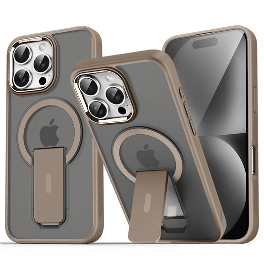 Capa de celular magnética dobrável Magsafe de luxo para iPhone 16, 15, 14 Plus, 13, 12, 11 Pro Max, capa traseira translúcida fosca