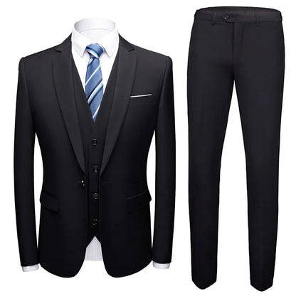 Ternos masculinos elegantes, 3 peças, 2 conjuntos de blazers, jaquetas, coletes, calças, luxo, clássico, 2025, casacos formais, trajes coreanos