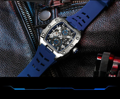 MEGIR Relógio Mecânico Masculino de Marca Top Fashion, Esportivo, Oco, Automático, Relógio de Pulso Luminoso, À Prova D'Água