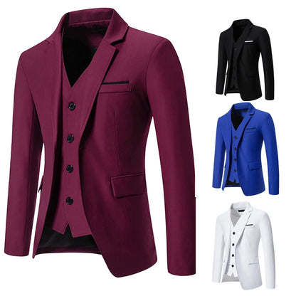 Blazer Men's masculino fashion cavalheiro cor sólida confortável cor de negócios casamento casual banquete terno fino