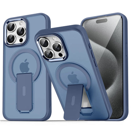 Capa de celular magnética dobrável Magsafe de luxo para iPhone 16, 15, 14 Plus, 13, 12, 11 Pro Max, capa traseira translúcida fosca