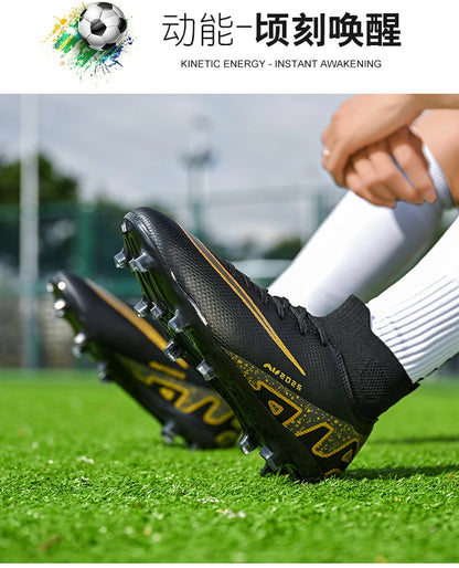 Novos calçados de futebol masculinos para atividades ao ar livre, antiderrapantes, chuteiras profissionais de futebol, cano alto, calçados de treinamento, envio direto, grama, mais vendidos