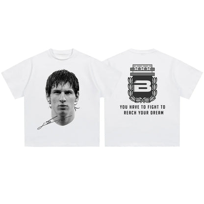 Leo Messi Vintage Print Sports Casual Short Sleeve T-shirt Men's and Women's American  Tops