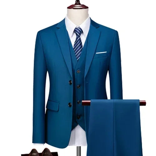 Ternos masculinos elegantes, 3 peças, 2 conjuntos de blazers, jaquetas, coletes, calças, luxo, clássico, 2025, casacos formais, trajes coreanos
