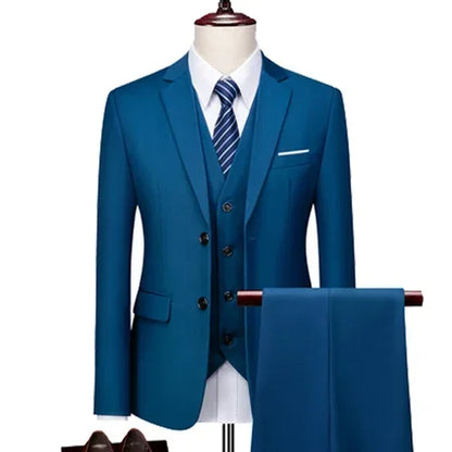 Ternos masculinos elegantes, 3 peças, 2 conjuntos de blazers, jaquetas, coletes, calças, luxo, clássico, 2025, casacos formais, trajes coreanos