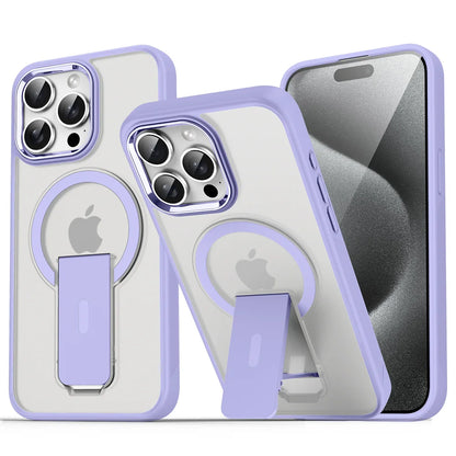 Capa de celular magnética dobrável Magsafe de luxo para iPhone 16, 15, 14 Plus, 13, 12, 11 Pro Max, capa traseira translúcida fosca