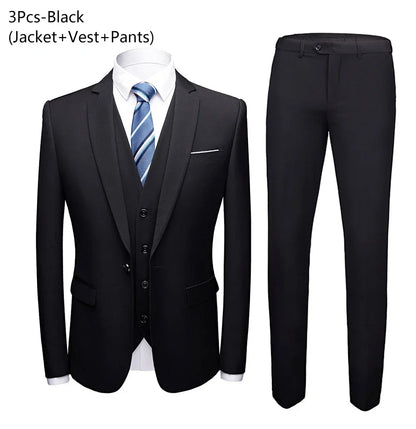 Ternos masculinos elegantes, 3 peças, 2 conjuntos de blazers, jaquetas, coletes, calças, luxo, clássico, 2025, casacos formais, trajes coreanos