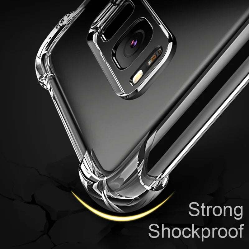 Capa de silicone de luxo para Samsung Galaxy S25 S24 S20 FE S10 S9 S8 Plus S10E Note 8 9 10 Lite, capa transparente macia e à prova de choque