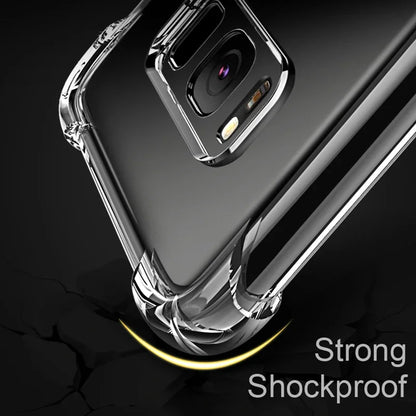 Capa de silicone de luxo para Samsung Galaxy S25 S24 S20 FE S10 S9 S8 Plus S10E Note 8 9 10 Lite, capa transparente macia e à prova de choque