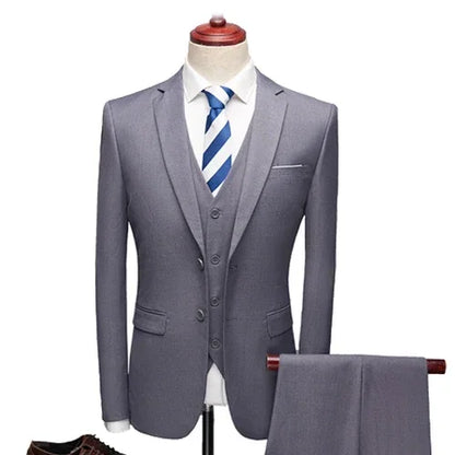 Ternos masculinos elegantes, 3 peças, 2 conjuntos de blazers, jaquetas, coletes, calças, luxo, clássico, 2025, casacos formais, trajes coreanos