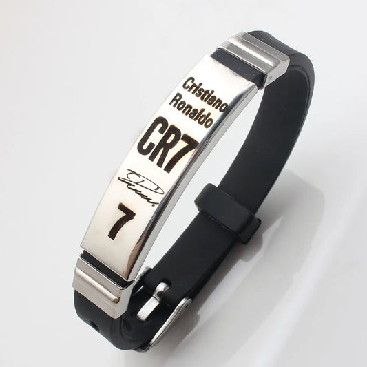 Pulseira de silicone de aço inoxidável HNSP Lionel Messi Cristiano Ronaldo Neymar, estrela do futebol, para homens, acessório de futebol para meninos, presente