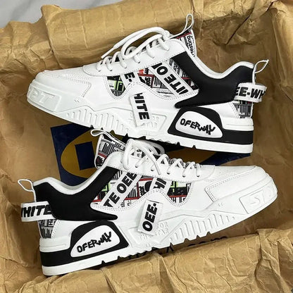 Tênis de couro da moda casual, novos sapatos masculinos para skate, calçados esportivos para corrida ao ar livre, caminhada, tênis, plataforma, calçados de luxo