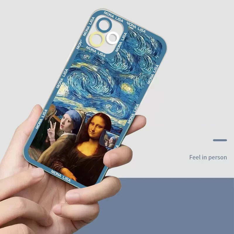 Capa de celular transparente David Mona Lisa com estética da Great Art para iPhone 16, 15, 14, 13, 12, 11 Pro Max, 16E Mini XS X SE2, 7, 8 Plus