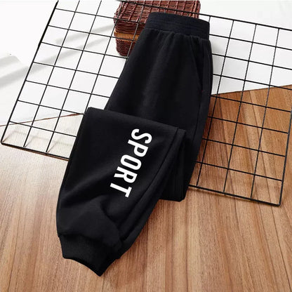 Calça de moletom infantil de basquete com número para meninos, primavera/outono, calças compridas esportivas para corrida