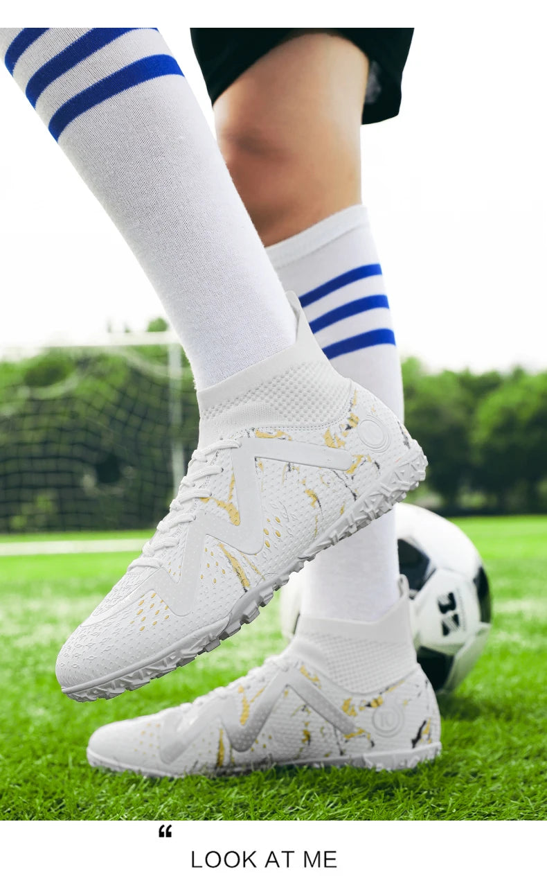 Chuteiras de futebol masculinas 2024, tamanho grande, ultraleves, tênis para meninos, antiderrapantes, chuteiras de futebol AG/TF, botas de cano curto unissex