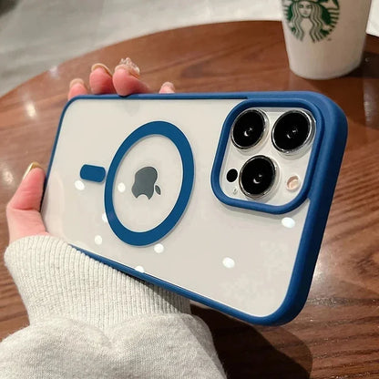 Capa de celular magnética de acrílico à prova de choque transparente para iPhone 16 15 14 13 12 11 Pro Max 14 Plus com carregamento sem fio Magsafe e capa rígida de PC