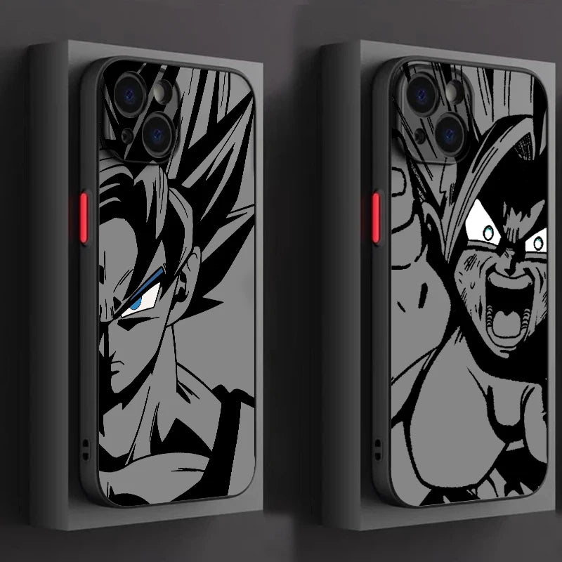Capa de celular luxuosa D-Dragon Ball Goku fosca translúcida para Apple iPhone 15 14 13 12 11 XS XR X 8 7 SE Pro Max Plus Mini Funda
