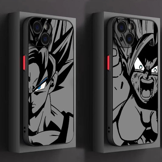 Capa de celular luxuosa D-Dragon Ball Goku fosca translúcida para Apple iPhone 15 14 13 12 11 XS XR X 8 7 SE Pro Max Plus Mini Funda