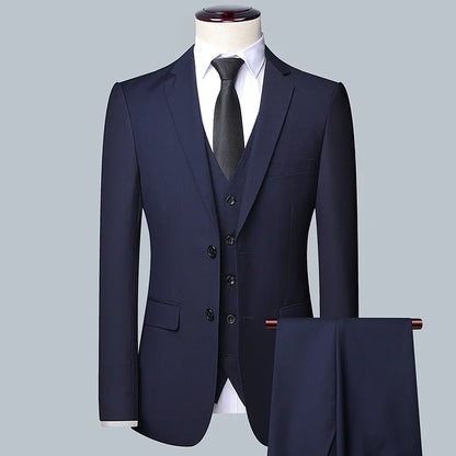 Terno masculino de cor sólida, alta qualidade, moda 2025, banquete, casamento, tendência, padrinho, solteiro, 3/2/1