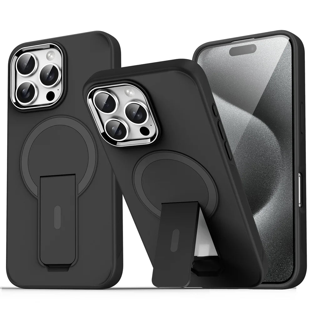 Capa de celular magnética dobrável Magsafe de luxo para iPhone 16, 15, 14 Plus, 13, 12, 11 Pro Max, capa traseira translúcida fosca