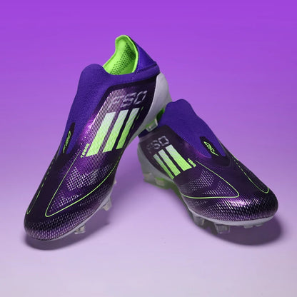 Chuteiras de futebol masculinas QQ-F50 Pro sem cadarço TF/FG para treinamento, tênis de futebol antiderrapantes para gramado juvenil, tamanho 35-45