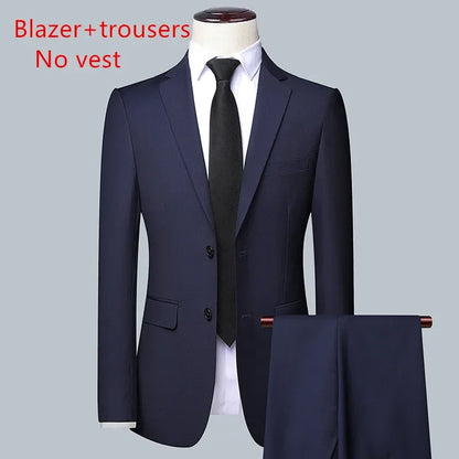 Terno masculino de cor sólida, alta qualidade, moda 2025, banquete, casamento, tendência, padrinho, solteiro, 3/2/1