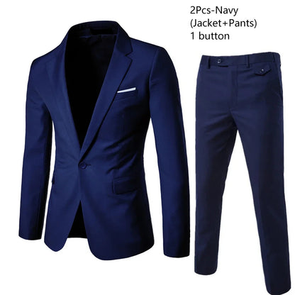 Ternos masculinos elegantes, 3 peças, 2 conjuntos de blazers, jaquetas, coletes, calças, luxo, clássico, 2025, casacos formais, trajes coreanos