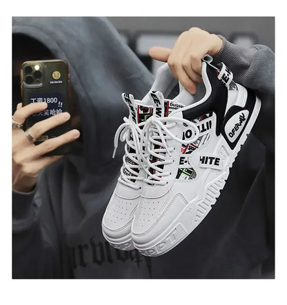 Tênis de couro da moda casual, novos sapatos masculinos para skate, calçados esportivos para corrida ao ar livre, caminhada, tênis, plataforma, calçados de luxo