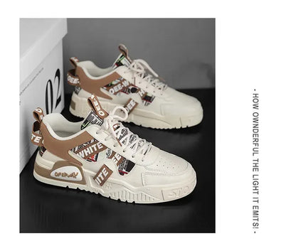 Tênis de couro da moda casual, novos sapatos masculinos para skate, calçados esportivos para corrida ao ar livre, caminhada, tênis, plataforma, calçados de luxo