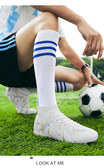 Chuteiras de futebol masculinas 2024, tamanho grande, ultraleves, tênis para meninos, antiderrapantes, chuteiras de futebol AG/TF, botas de cano curto unissex