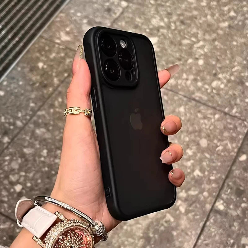Capa de armadura luxuosa fosca à prova de choque para iPhone 16 15 14 13 12 11 Pro Max Plus 16Pro 15Pro ProMax, capas anti-impressão digital