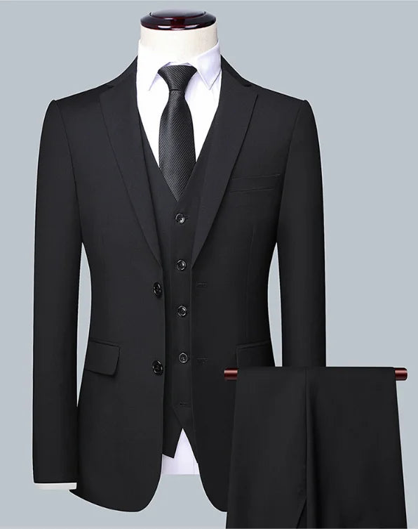 Terno masculino de cor sólida, alta qualidade, moda 2025, banquete, casamento, tendência, padrinho, solteiro, 3/2/1