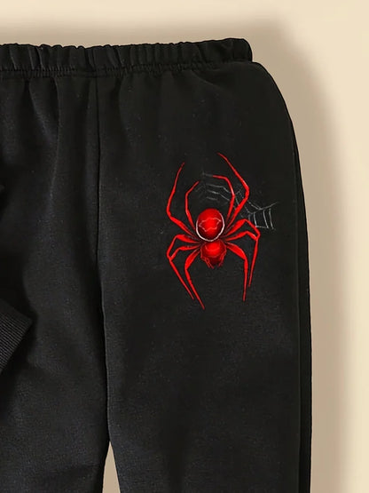 Conjunto de roupas infantis de outono para meninos e meninas, moletom com estampa Spider, blusa e calça, 2 peças, terno de manga comprida, agasalho