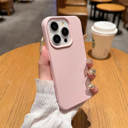 Capa de celular luxuosa de couro com linhas de lichia e silicone para iPhone 16, 15, 14, 13, 12, 11 Pro Max, X, XS, XR Max Plus, macia e à prova de choque, capa completa