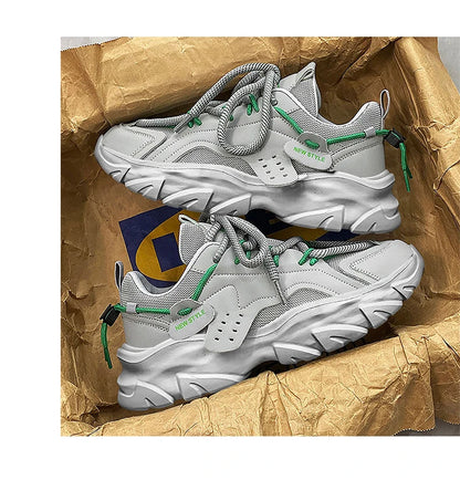 Tênis masculino casual respirável com sola grossa para corrida ao ar livre Four Seasons, novo tênis masculino com sola macia e confortável