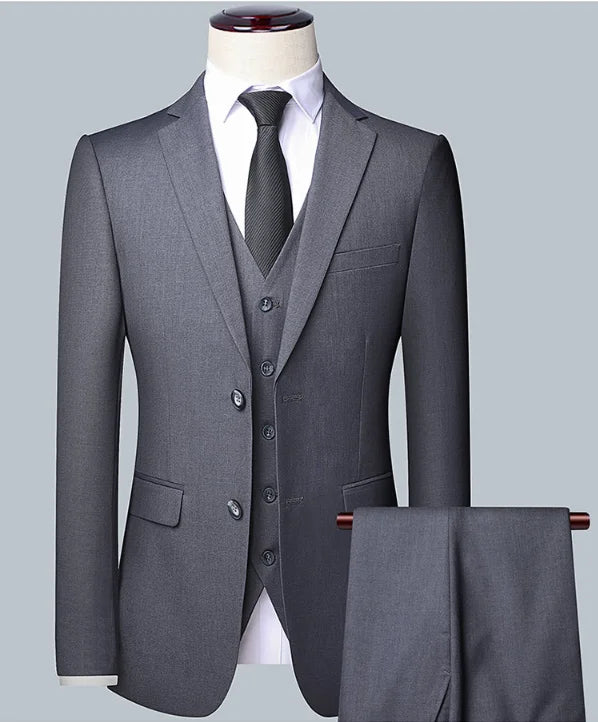Terno masculino de cor sólida, alta qualidade, moda 2025, banquete, casamento, tendência, padrinho, solteiro, 3/2/1