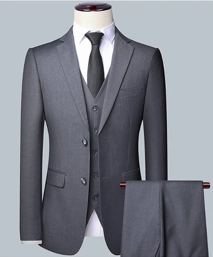 Terno masculino de cor sólida, alta qualidade, moda 2025, banquete, casamento, tendência, padrinho, solteiro, 3/2/1