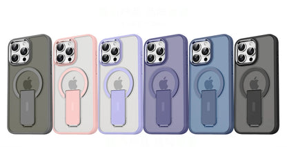 Capa de celular magnética dobrável Magsafe de luxo para iPhone 16, 15, 14 Plus, 13, 12, 11 Pro Max, capa traseira translúcida fosca