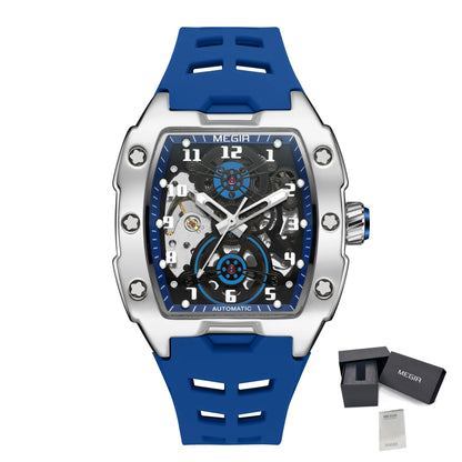 MEGIR Relógio Mecânico Masculino de Marca Top Fashion, Esportivo, Oco, Automático, Relógio de Pulso Luminoso, À Prova D'Água