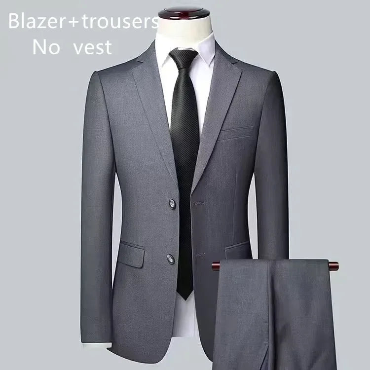 Terno masculino de cor sólida, alta qualidade, moda 2025, banquete, casamento, tendência, padrinho, solteiro, 3/2/1