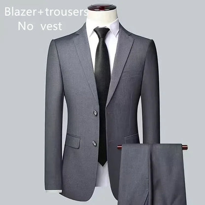 Terno masculino de cor sólida, alta qualidade, moda 2025, banquete, casamento, tendência, padrinho, solteiro, 3/2/1