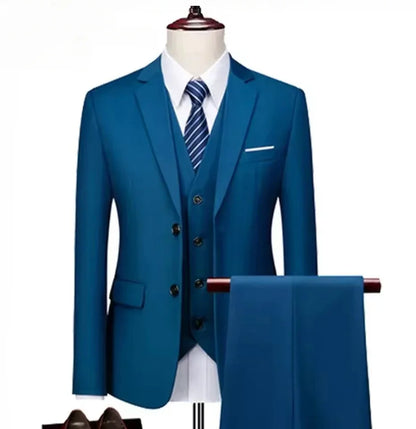 Ternos masculinos elegantes, 3 peças, 2 conjuntos de blazers, jaquetas, coletes, calças, luxo, clássico, 2025, casacos formais, trajes coreanos