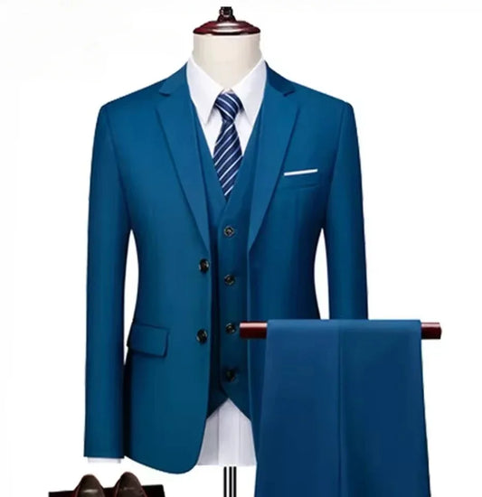 Ternos masculinos elegantes, 3 peças, 2 conjuntos de blazers, jaquetas, coletes, calças, luxo, clássico, 2025, casacos formais, trajes coreanos