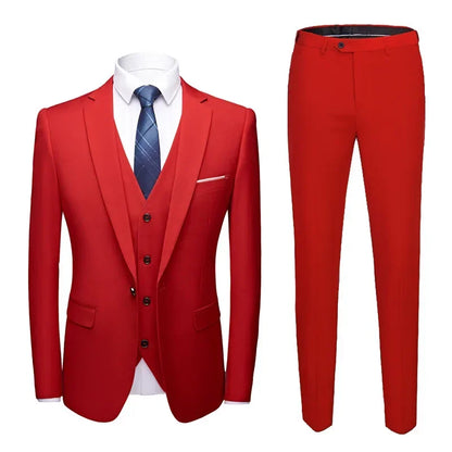 Ternos masculinos elegantes, 3 peças, 2 conjuntos de blazers, jaquetas, coletes, calças, luxo, clássico, 2025, casacos formais, trajes coreanos