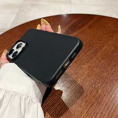 Capa de celular luxuosa de couro com linhas de lichia e silicone para iPhone 16, 15, 14, 13, 12, 11 Pro Max, X, XS, XR Max Plus, macia e à prova de choque, capa completa